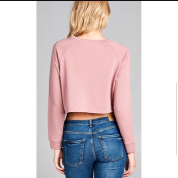 New!! Pink front tie crop top - Picture 3 of 5